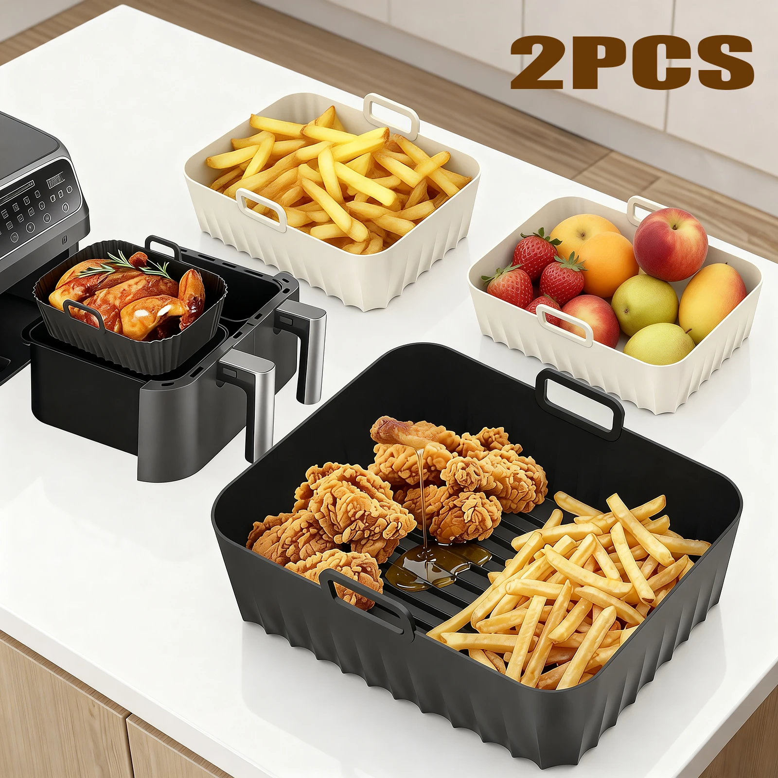 Air Fryer Silicone Pot Liner - 2 stuks siliconen bakvellen voor de