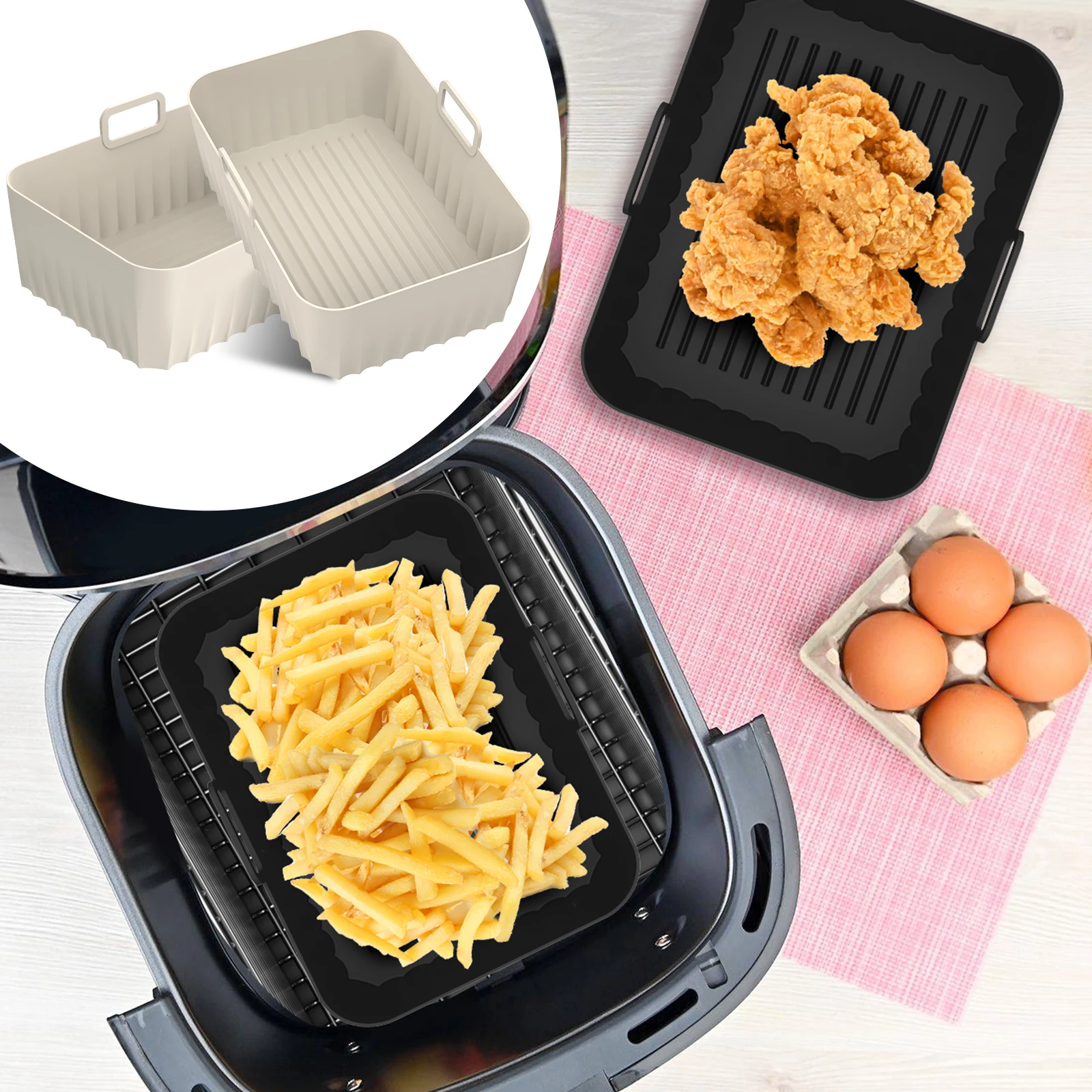 2 stuks siliconen bakvellen vo - Air Fryer Silicone Pot Liner recensie en prijs